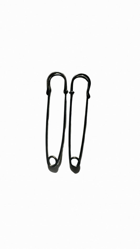 CHARCOAL SAFETY PINS (SET OF TWO)