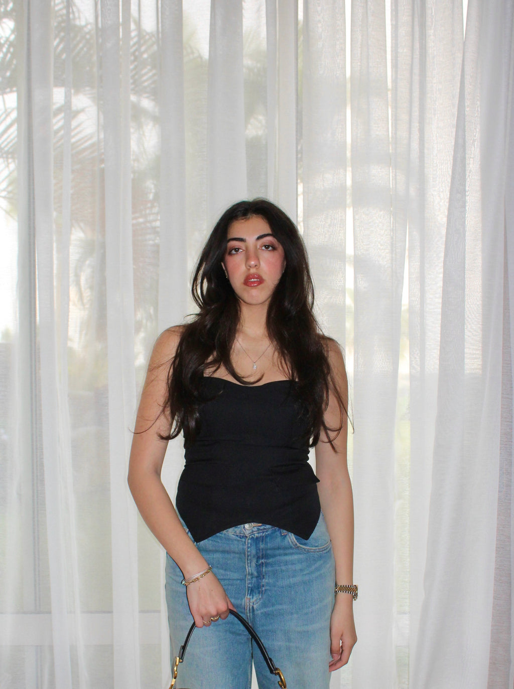 STRAPLESS CORSET WITH FRONT POCKET DETAIL