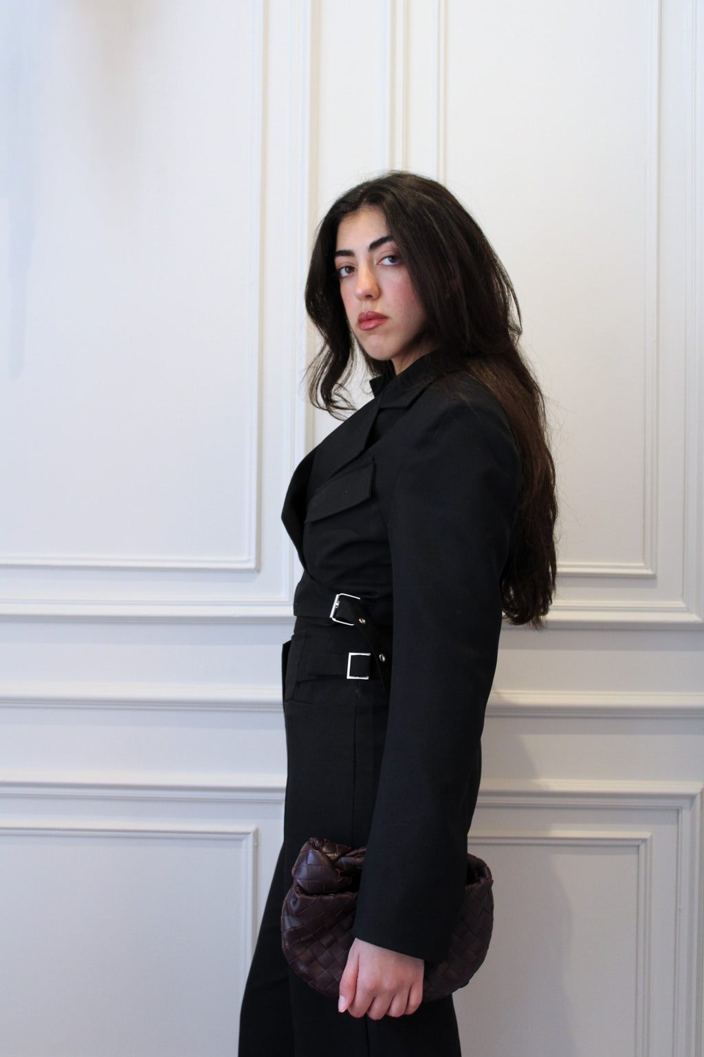WRAP BLAZER WITH SIDE BELT DETAIL