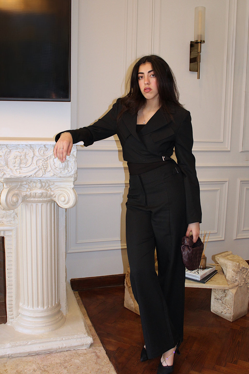 WRAP BLAZER WITH SIDE BELT DETAIL